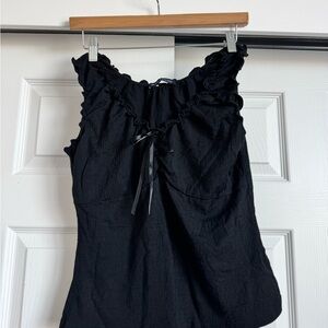 Brandy Melville Black Ruffled Tank Top
